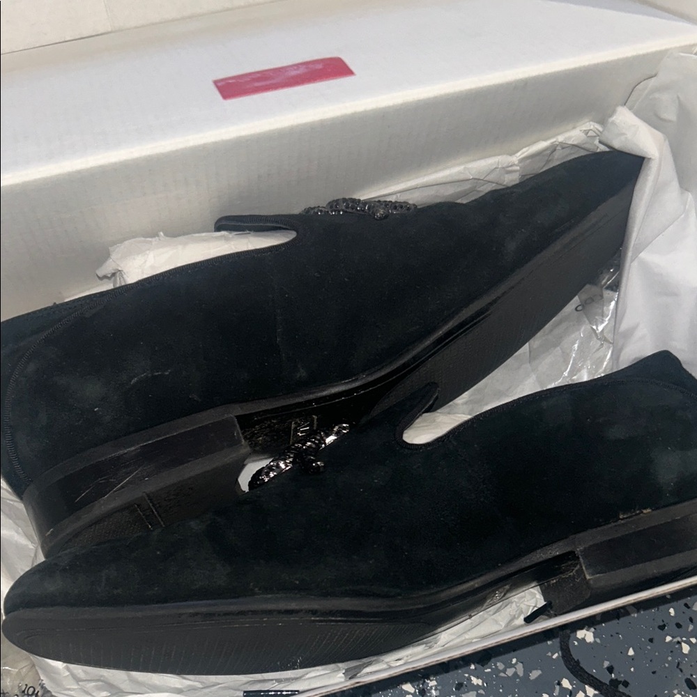 Aldo Black Suede Loafers with Embellished Design